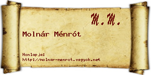 Molnár Ménrót névjegykártya